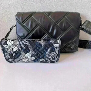 LUG Huddle Black Crossbody Purse Bag and LUG Sleeper Brush Holder Set of Two